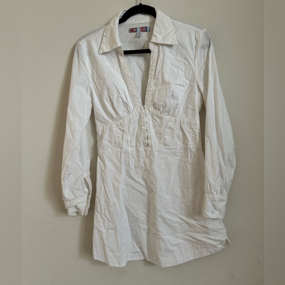 Urban outfitters white cotton corset shirt dress size M